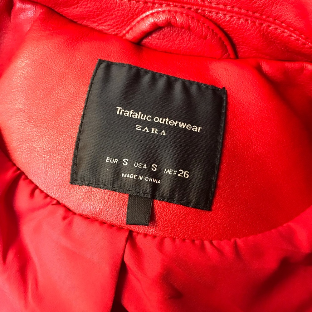 Zara Basic Red Leather Jacket - image 4